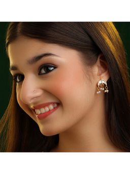 Ruby Raang Studio - Chandbali Pearl Drop Crescent Earrings