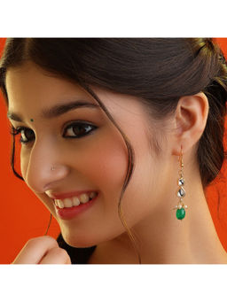 Ruby Raang Studio - White Polki Panna Round Drop Earrings