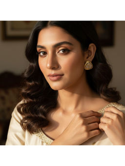 Ruby Raang Studio - White Heart Kundan Stud Earrings