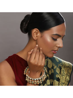 Ruby Raang Studio - Pearl and Green Meenakari Bangle