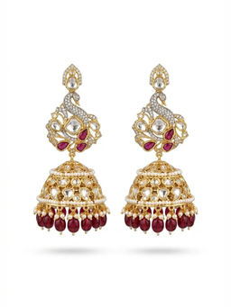 XAGO - 18k Gold Plated Mayuraragini Contemporary Kundan Peacock Jhumka Earrings