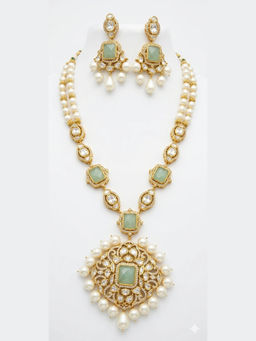 XAGO - 18k Gold Plated Modern Pastel CZ Statement Necklace With Earrings
