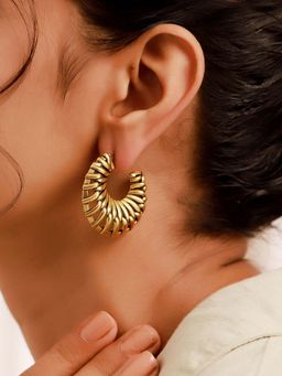 Voylla - Woven Wonder Plain Ditched Weave Hoop Earrings