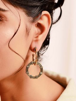 Voylla - Woven Wonder Twill Weaving Detachable Statement Dangler Earrings