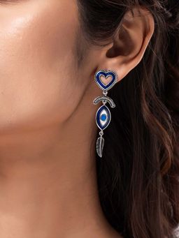 Voylla - Boho Tribe Feathered Insight Oxidised Earrings