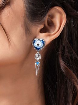 Voylla - Boho Tribe Nomadic Hearts Eye Oxidised Earrings