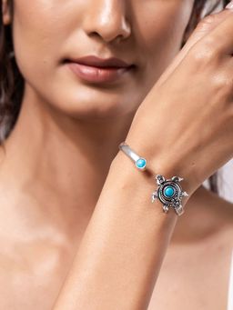 Voylla - Boho Tribe Turtle Turquoise Oxidised Cuff