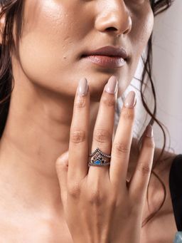 Voylla - Boho Tribe Mystic Flora Oxidised Stackable Rings