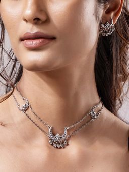 Voylla - Boho Tribe Celestial Drop Oxidised Choker Necklace Set