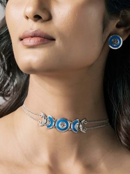 Voylla - Boho Tribe Moon Phases Oxidised Choker Necklace Set