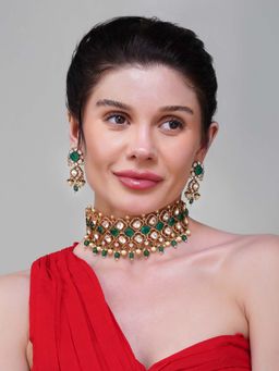 Beryachi - Aditri Kundan Polki Choker Necklace Set