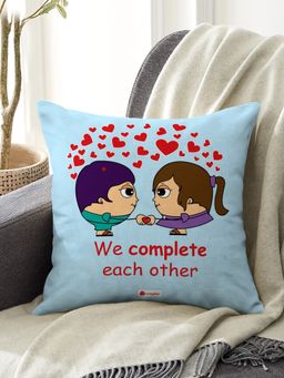 Indigifts - Gift We Complete Each Other Quote Lesbian Couple Blue Cushion Cover 16x16 inch