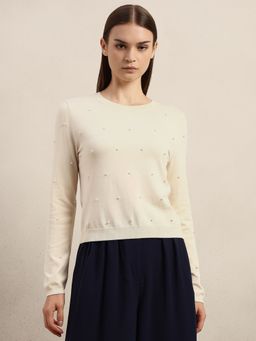 VERO MODA - Off White Pearl Embellished Pullover