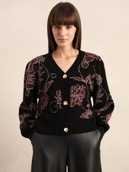 VERO MODA - Embroidered Floral Knit Cardigan