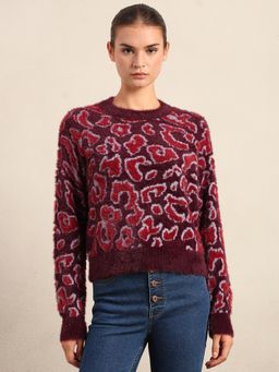 VERO MODA - Red and Pink Animal Print Pullover