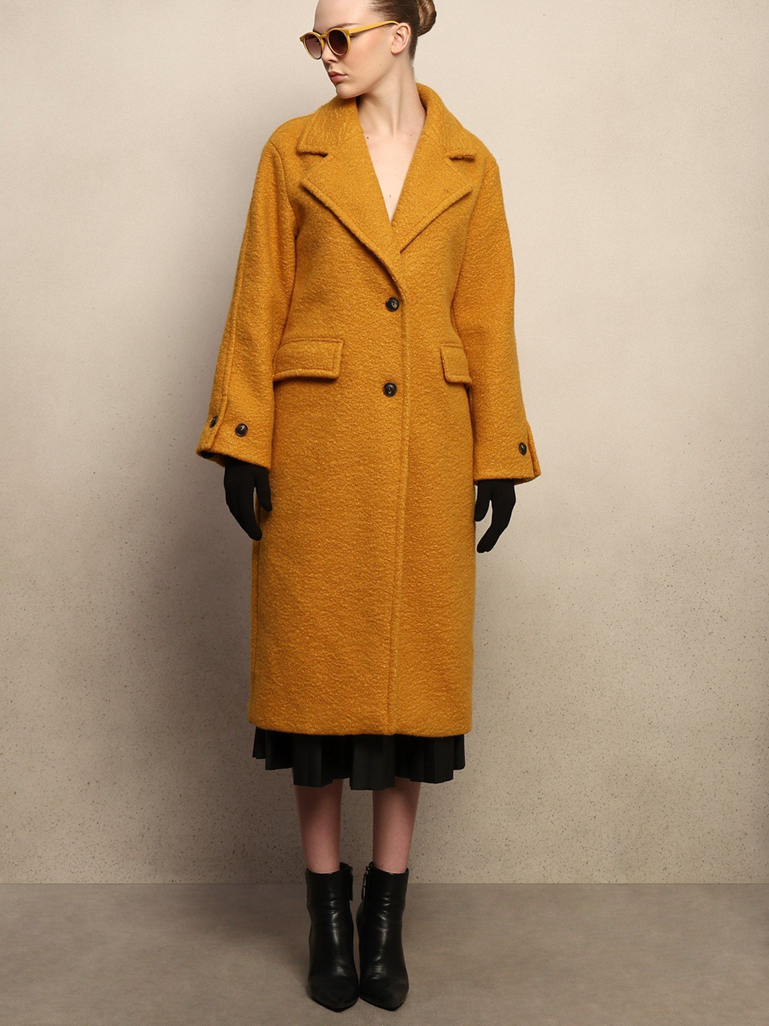 vero moda Longline Textured Coat - Yellow-picture-24