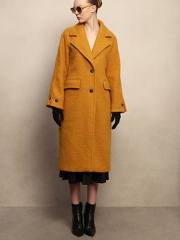 VERO MODA - Longline Textured Coat - Yellow