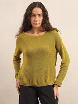 VERO MODA - Solid/Plain Green Fine Knit Sweater