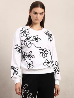VERO MODA - White Floral Printed Sweatshirt