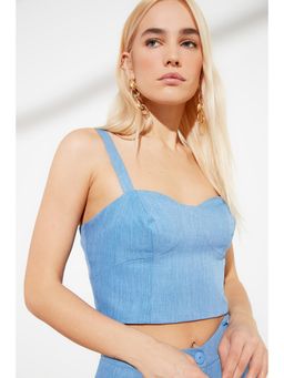 Trendyol - Blue Semi-fit Solid-plain Top
