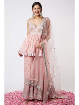 Gopi Vaid - Noor Sleeveless Peplum Sharara (Set of 3)