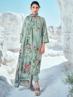 Stylee LIFESTYLE - Teal Cotton Digital Printed Dress Material