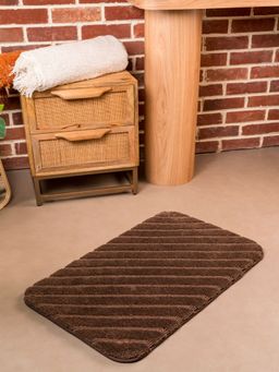 RALIA HOMES - The Tide Velora Ultra Plush Foam Padded Brown Bath Mat (M)