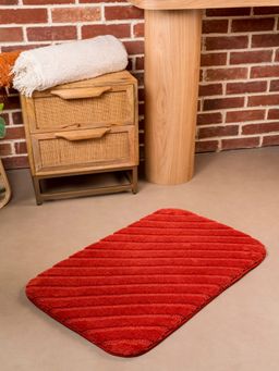 RALIA HOMES - The Tide Velora Ultra Plush Foam Padded Red Bath Mat (M)