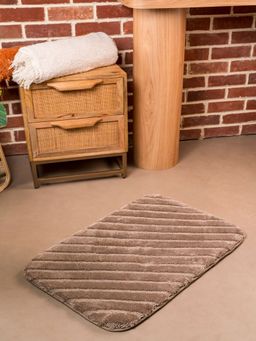 RALIA HOMES - The Tide Velora Ultra Plush Foam Padded Taupe Bath Mat (M)