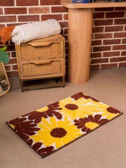 RALIA HOMES - The Sol Floral Bloom Brown Bath Mat (M)
