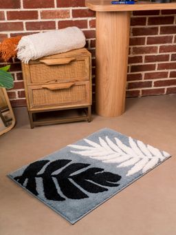 RALIA HOMES - Silva Leaf Ultra Plush Blue Bath Mat (M)