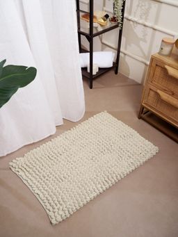 RALIA HOMES - Bubble Ultra-Soft Microfiber Beige Bath Mat