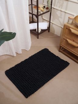 RALIA HOMES - Bubble Ultra-Soft Microfiber Black Bath Mat