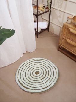 RALIA HOMES - Ripple Spiral Round Beige Bath Mat (M)