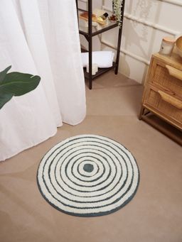 RALIA HOMES - Ripple Spiral Round Blue Bath Mat (M)