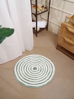RALIA HOMES - Ripple Spiral Round Green Bath Mat (M)
