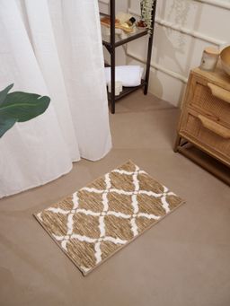 RALIA HOMES - Trellis Plush Beige Bath Mat (S)
