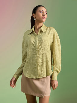 RSVP by Nykaa Fashion - Mint Green Self Design Full Sleeves Shirt