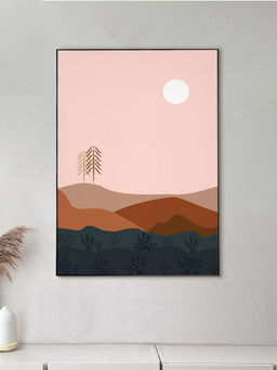 Nestroots - Golden Hour Dreamscape Wall Painting Black Floating Frame