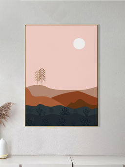 Nestroots - Golden Hour Dreamscape Wall Painting Gold Floating Frame