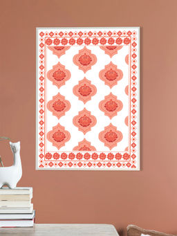 Nestroots - Mughal Bazaar Floral Motifs Wall Painting White Floating Frame