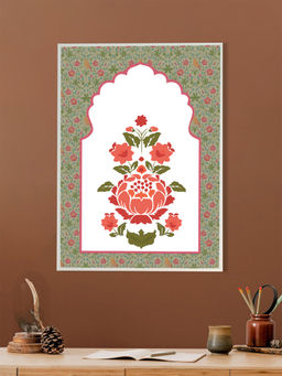 Nestroots - A Royal Menagerie Of Blooms Wall Painting White Floating Frame