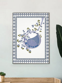 Nestroots - Whispers Of The Indigo Moon Wall Painting Black Floating Frame