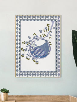 Nestroots - Whispers Of The Indigo Moon Wall Painting Gold Floating Frame