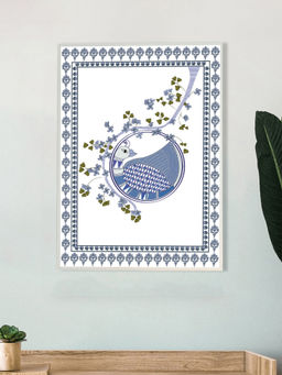 Nestroots - Whispers Of The Indigo Moon Wall Painting White Floating Frame
