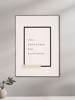 Nestroots - Scripted Happiness Canvas Wall Art Quotes Printed Wall Painting Black Floating Frame