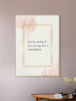 Nestroots - Empowering Comeback Canvas Wall Art Quotes Printed Wall Painting Gold Floating Frame