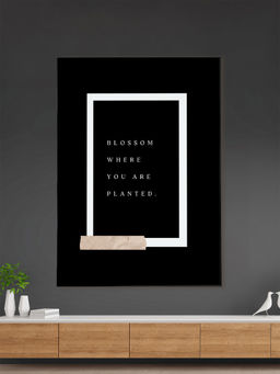 Nestroots - Bloom and Thrive Framed Canvas Art Quotes Printed Wall Painting Black Floating Frame