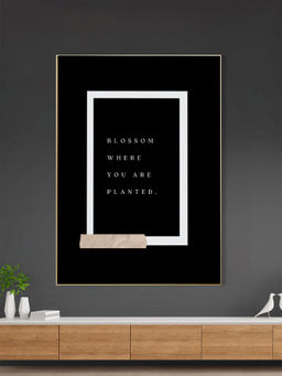 Nestroots - Bloom and Thrive Framed Canvas Art Quotes Printed Wall Painting Gold Floating Frame