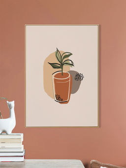 Nestroots - Elegant Green Plant Canvas Art Printed Wall Painting Gold Floating Frame